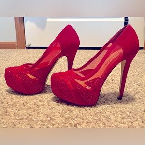 Red Rhinestone Heels
